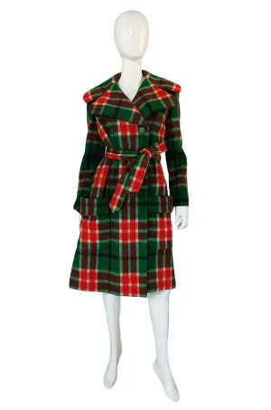 1960s Oscar de la Renta Plaid Wool Coat