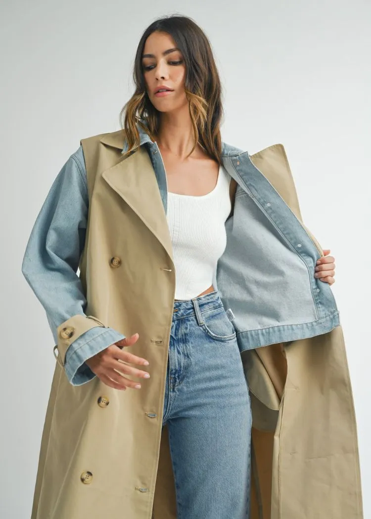 Adeline Layered Look Trench Coat Trench Coat