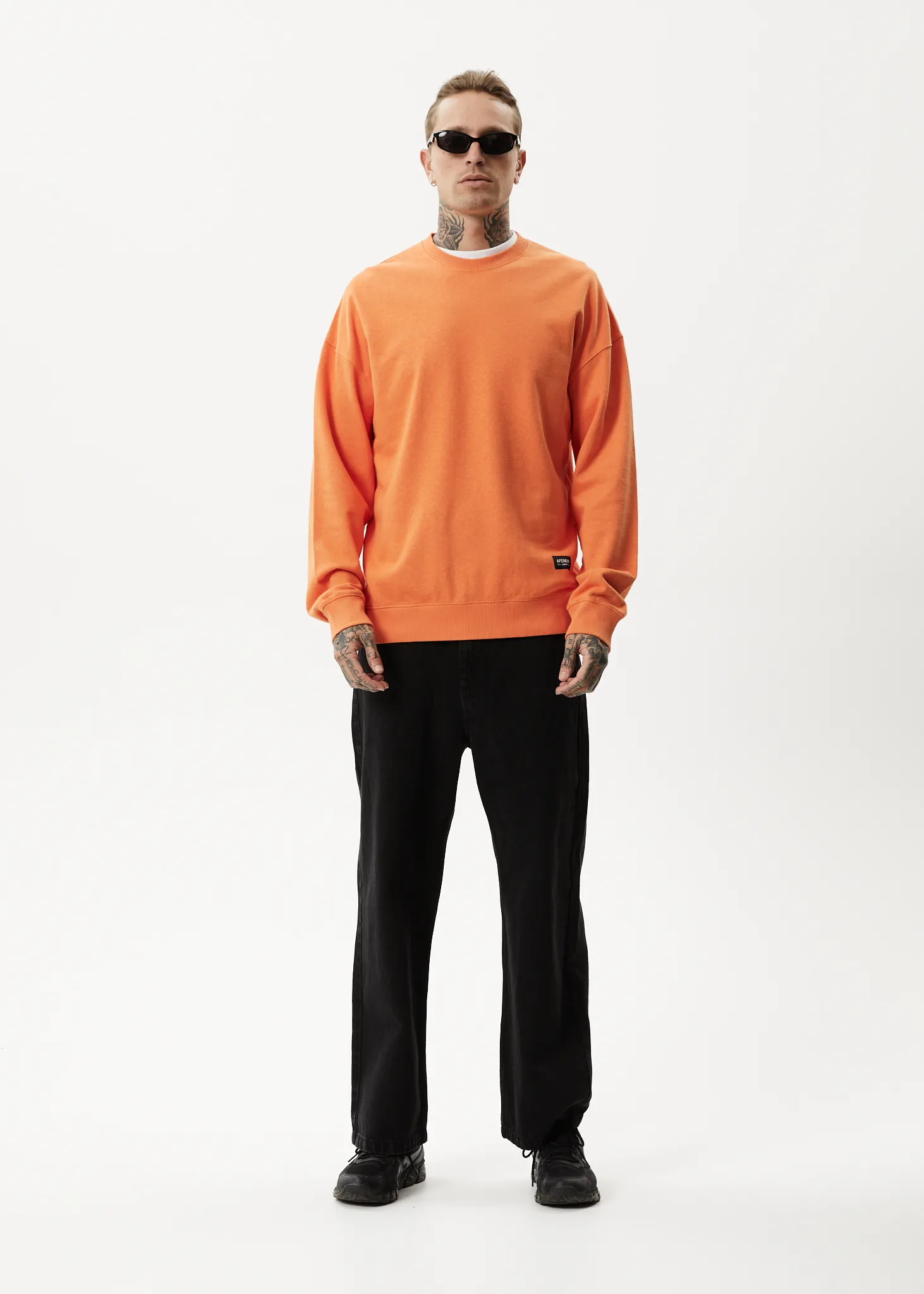 AFENDS Mens Sativa - Oversized Crew Neck Jumper - Sunset