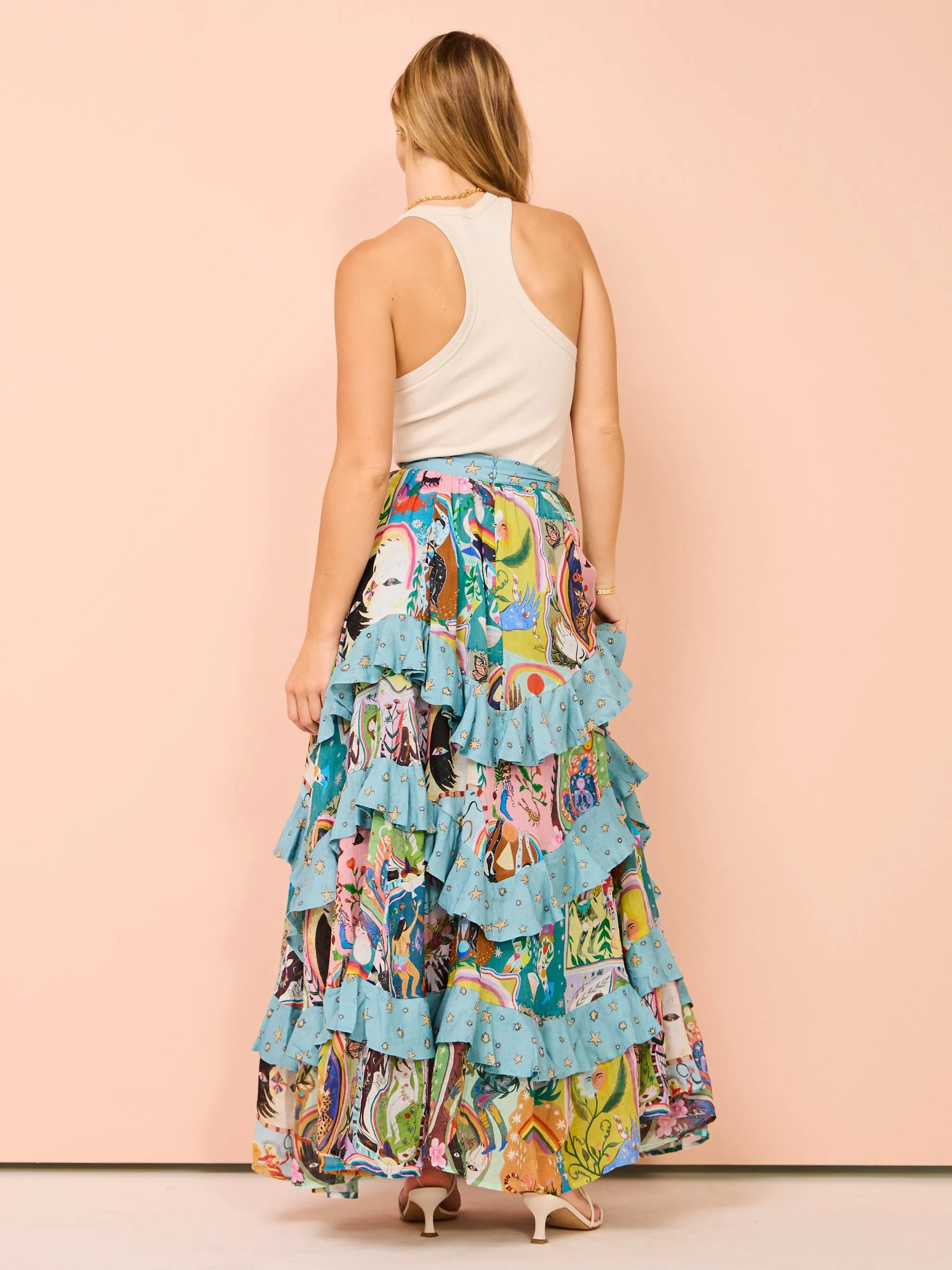 Alemais Evergreen Tiered Ruffled Skirt in Multi