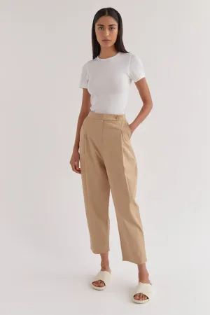 Assembly Label - Agnes Cotton Pleat Pant - Almond