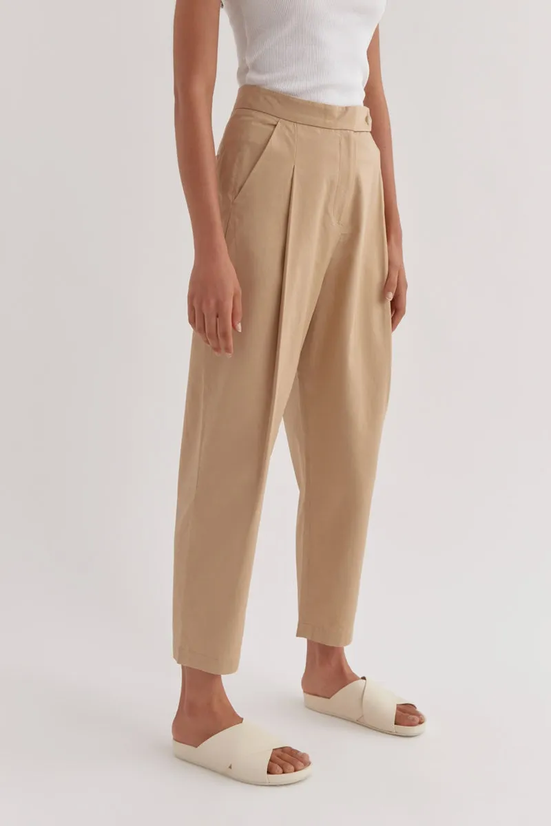 Assembly Label - Agnes Cotton Pleat Pant - Almond