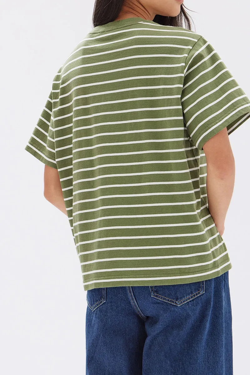 Assembly Label - Cohen Stripe Tee - Pandan/White