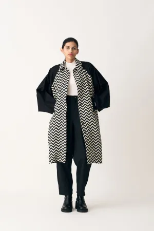 Bat Sleeve Chevron Trench Overlay - Black