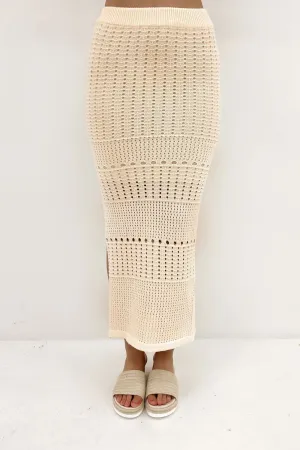 Baylor Crochet Maxi Skirt Cream