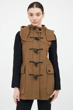 Beige & Black Wool Duffle Coat