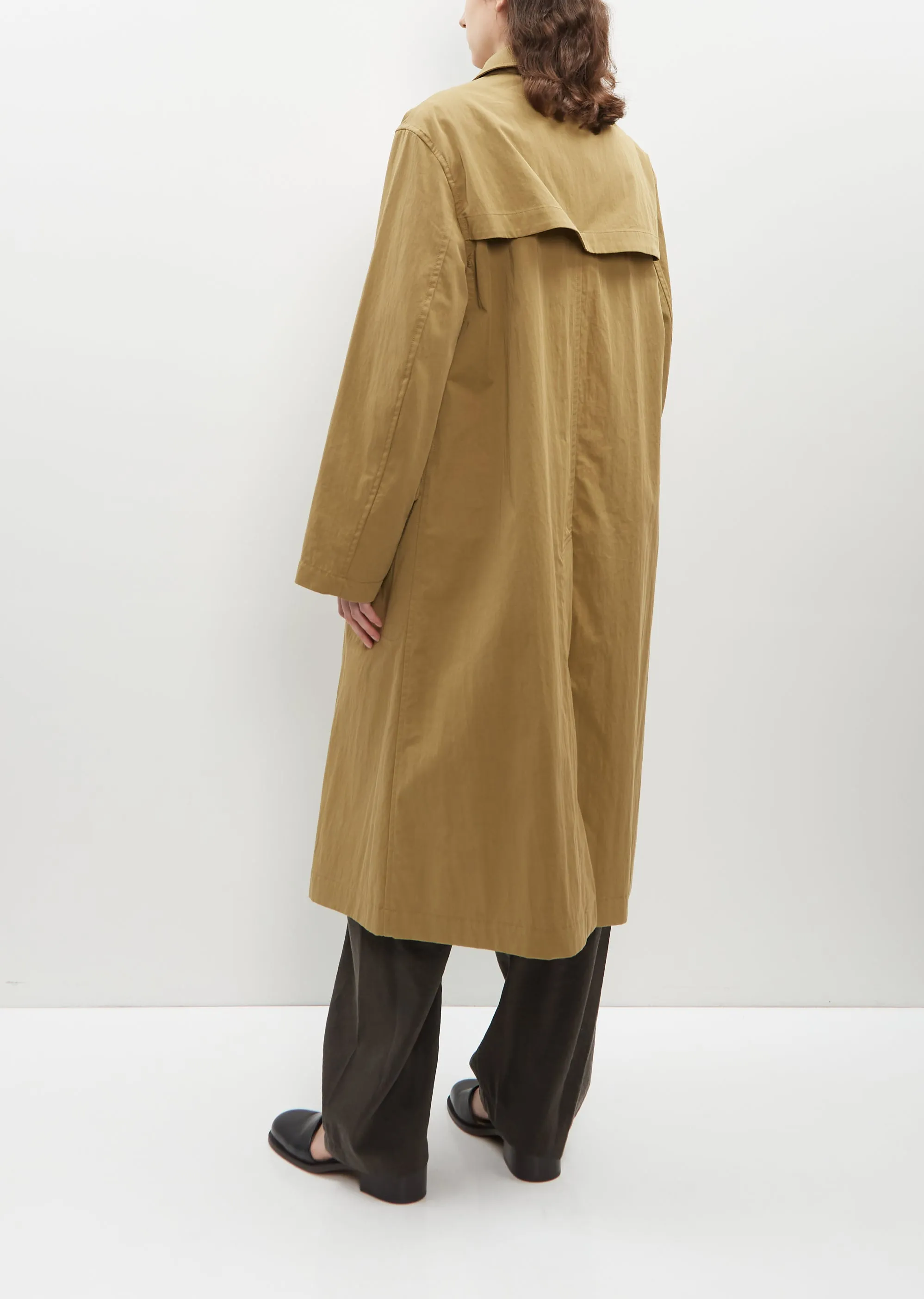 Cotton Blend Asymmetrical Raincoat — Ochre Khaki