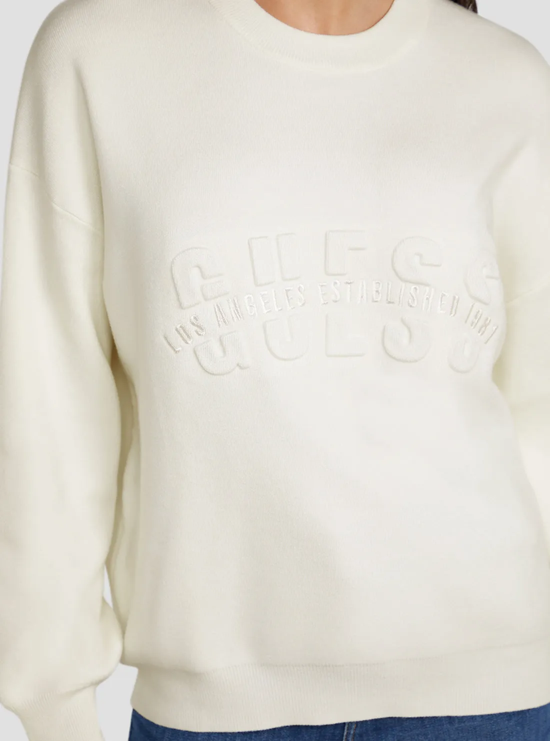 Cream White Odette Logo Jumper