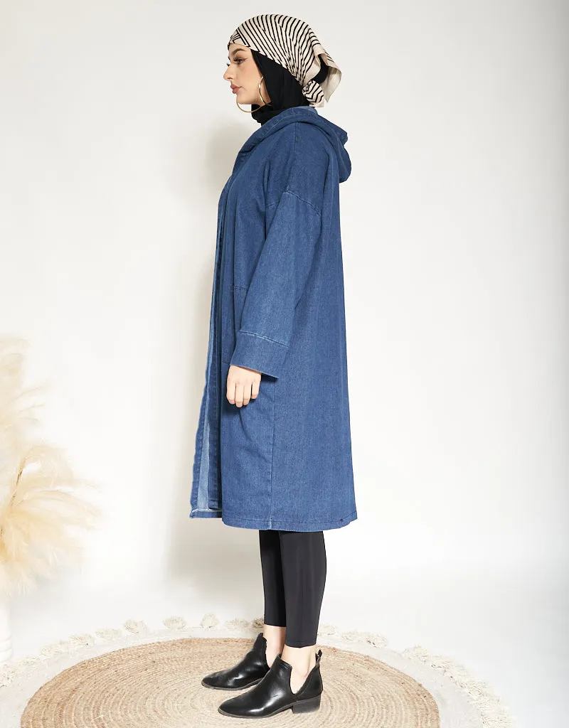 Denim Hooded Trench