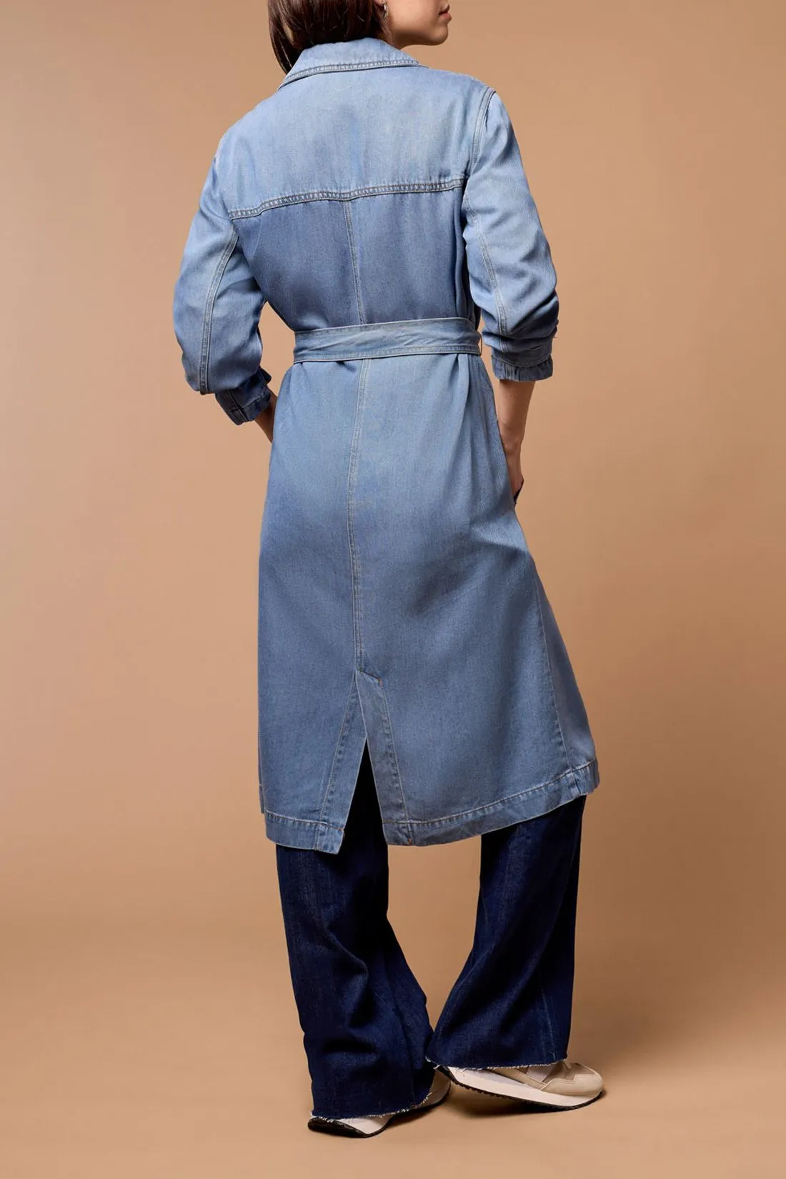 Denim Trench with Removable Belt