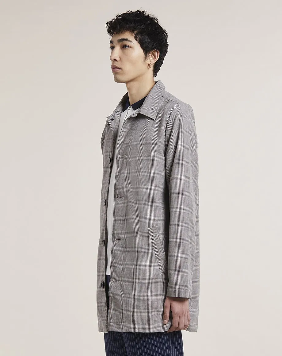 ELMER OVERSIZED CHECKED MENS MAC | STONE CHECK