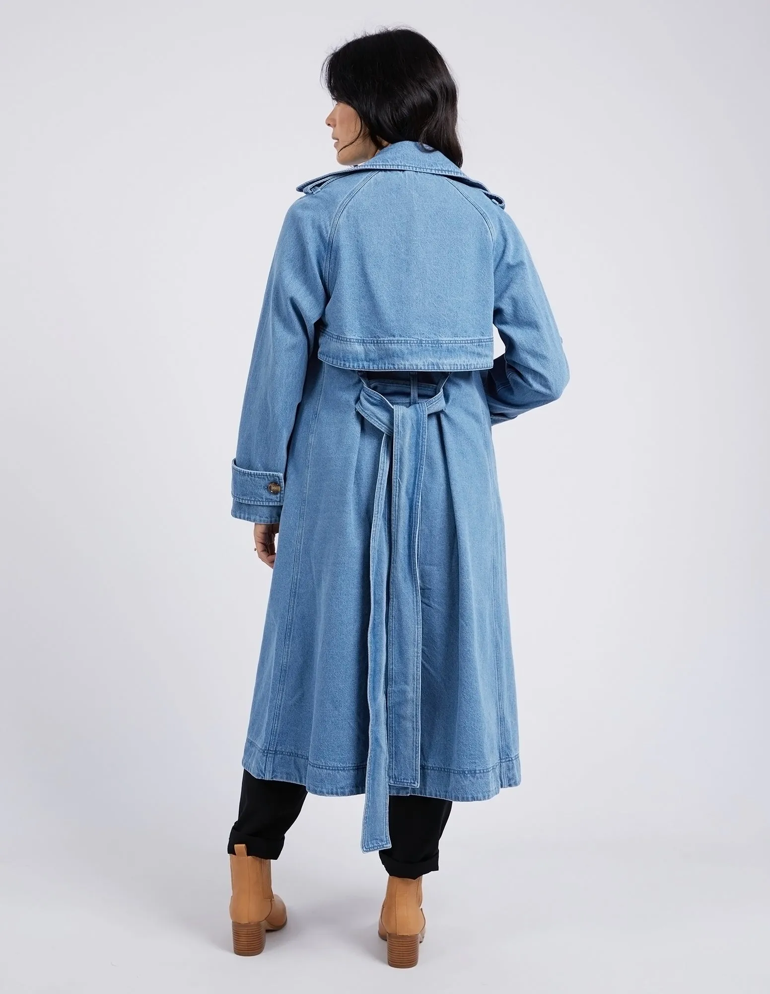 Elsie Denim Trench Mid Blue Wash