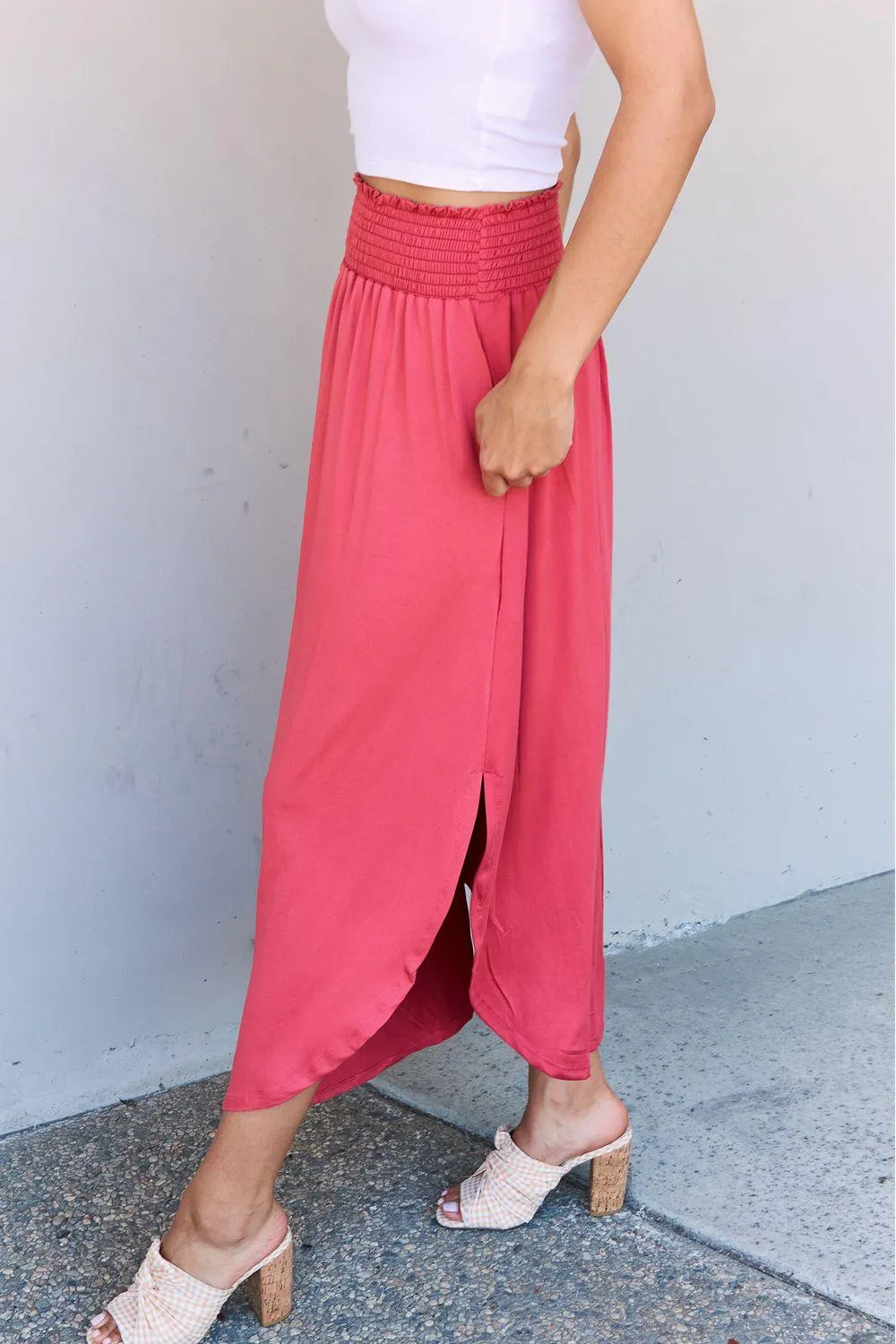 Full Size High Maxi Skirt in Hot Pink