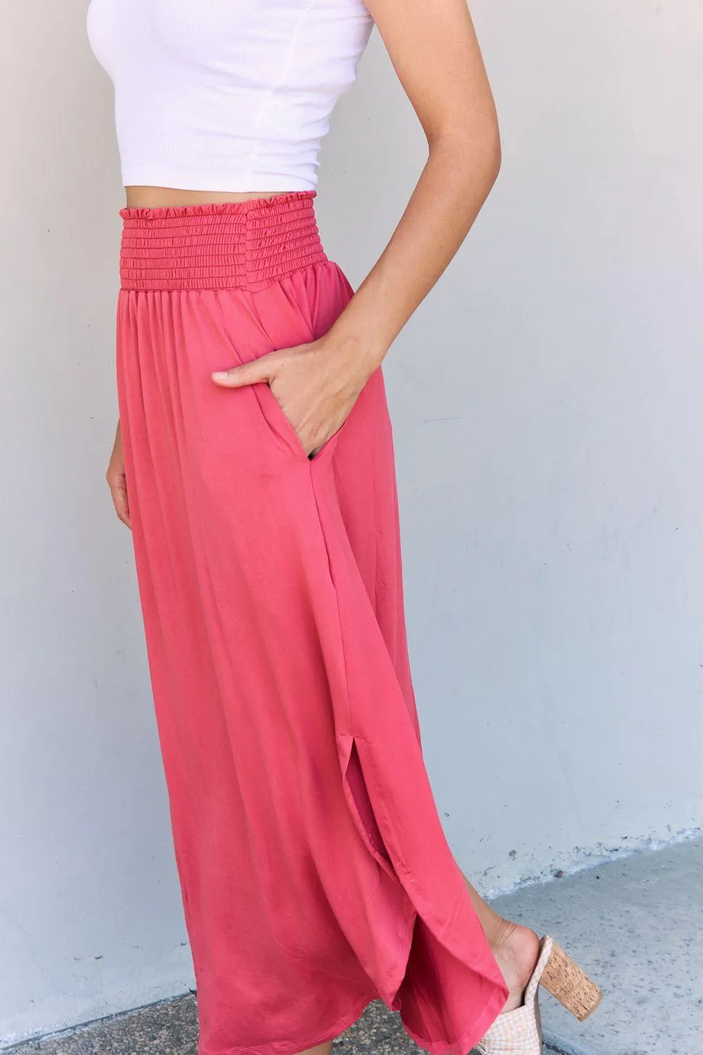 Full Size High Maxi Skirt in Hot Pink