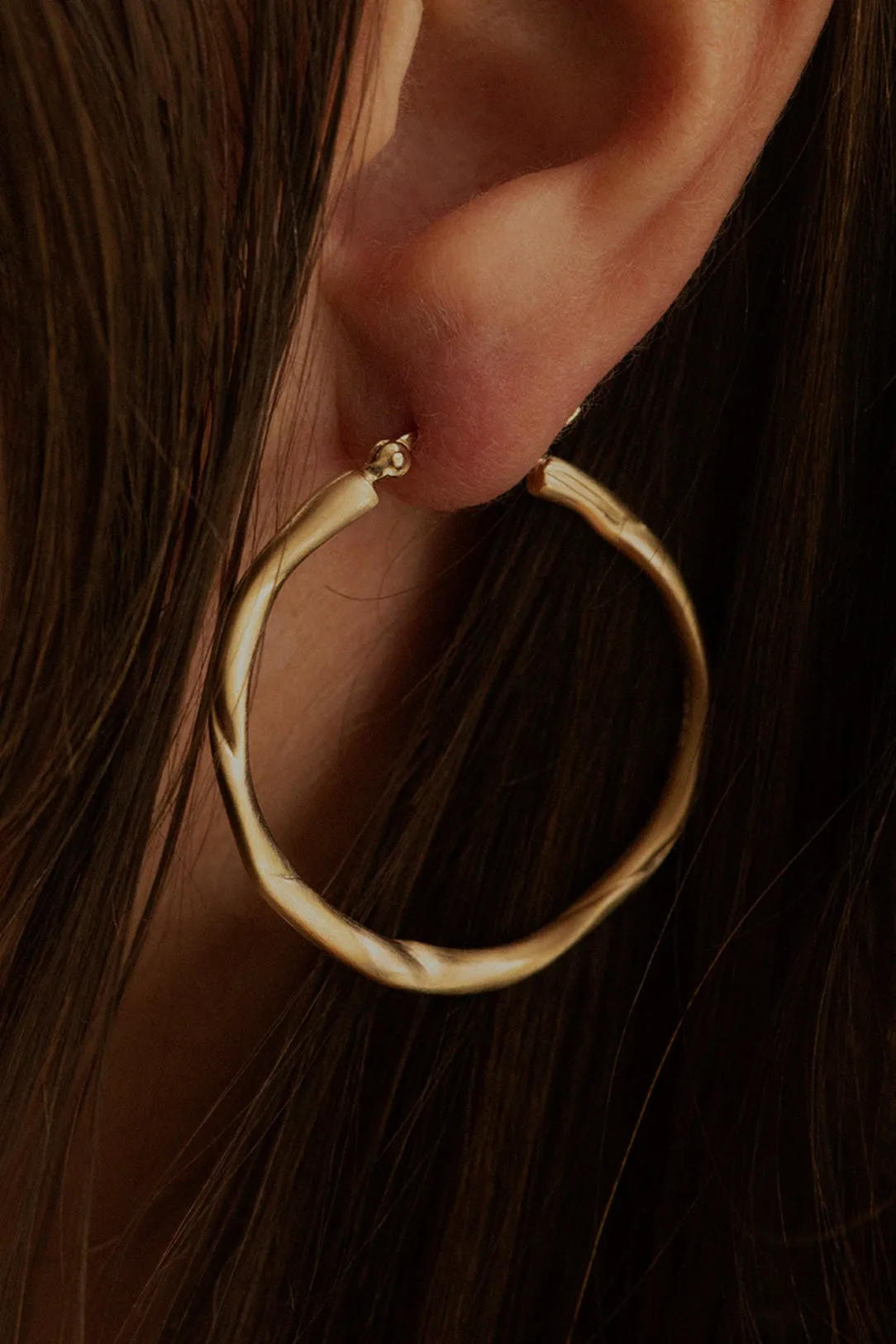 Furrowed Gold Vermeil Twisted Hoop Earrings