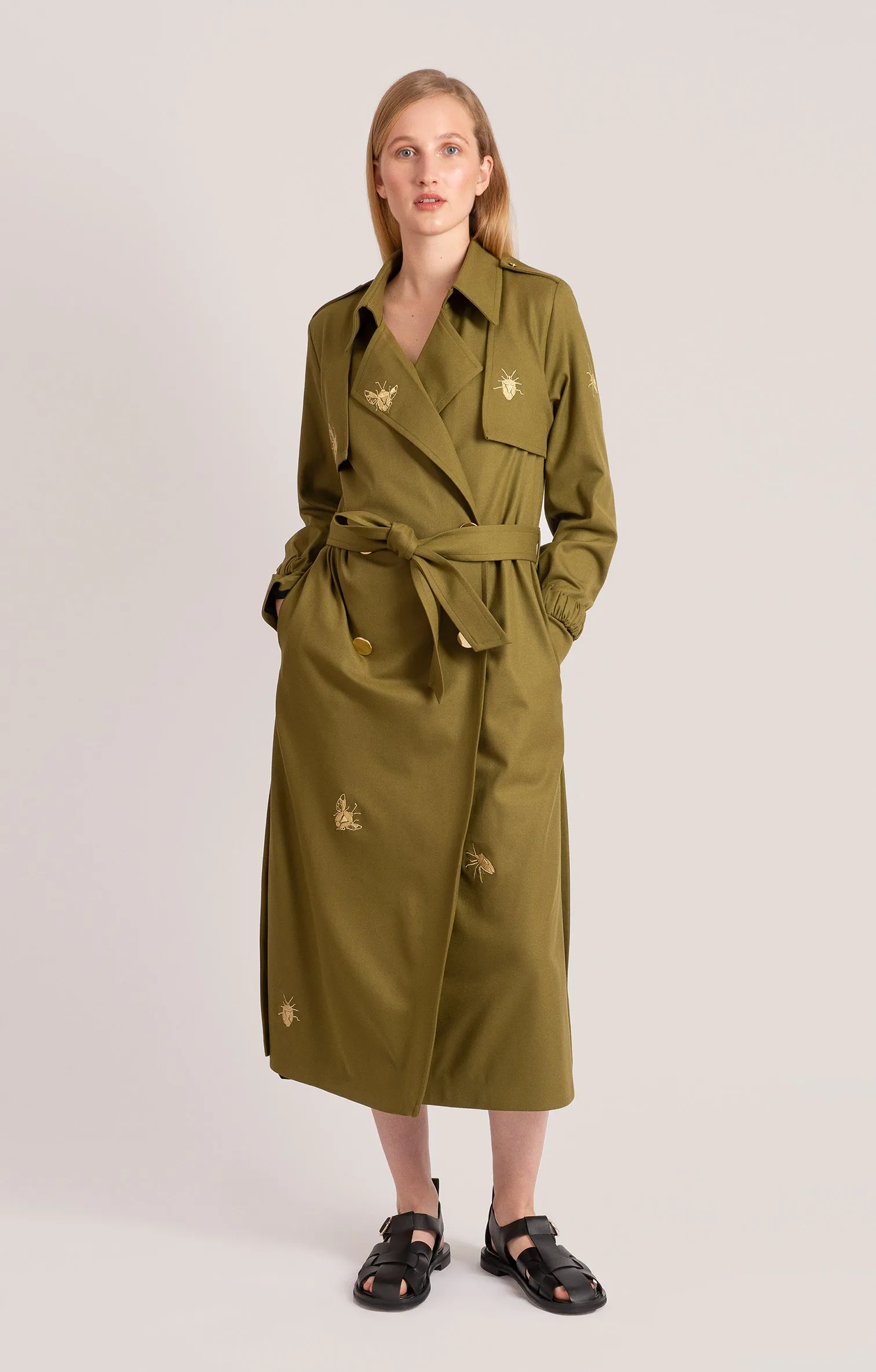 Glossata Trench Coat Stink Bugs Olive Green