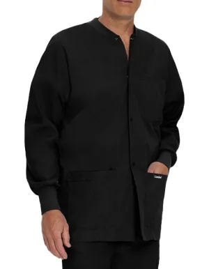 Landau 31.5 Inch Men's Snap Front Rib Knit Scrub Jacket