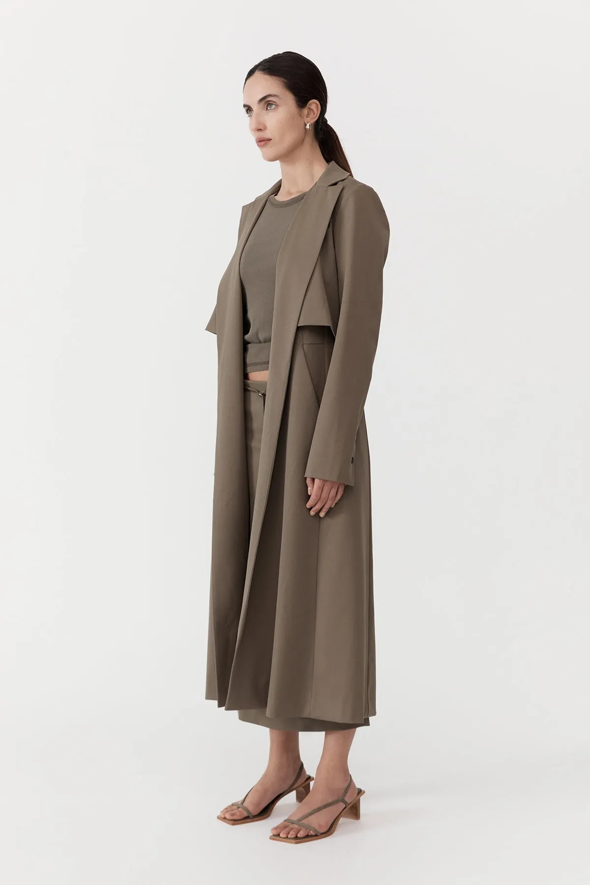 Layered Wool Trench Kelp