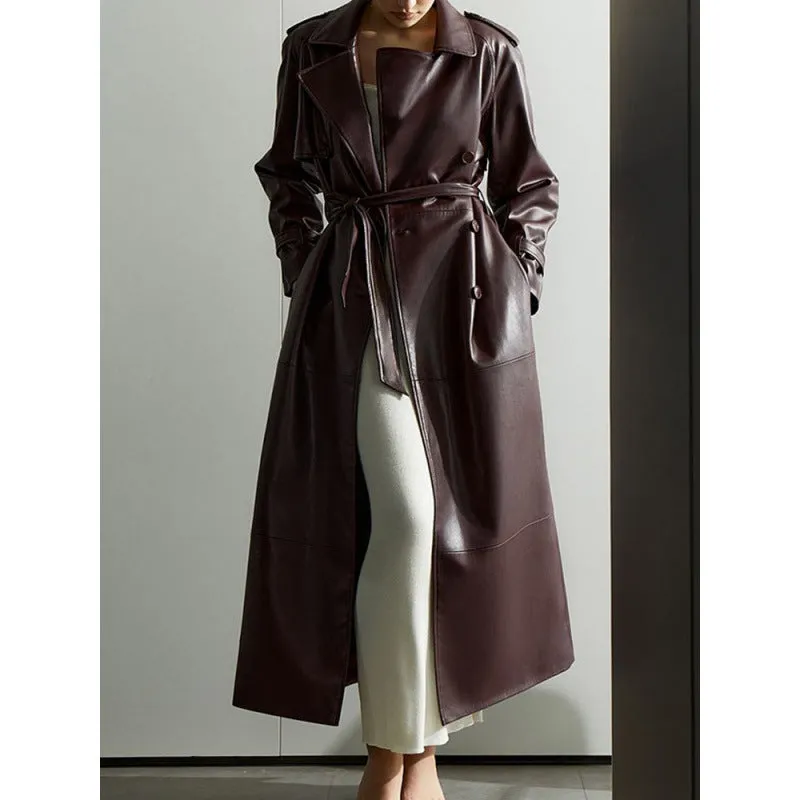 Long Leather Coat for Women