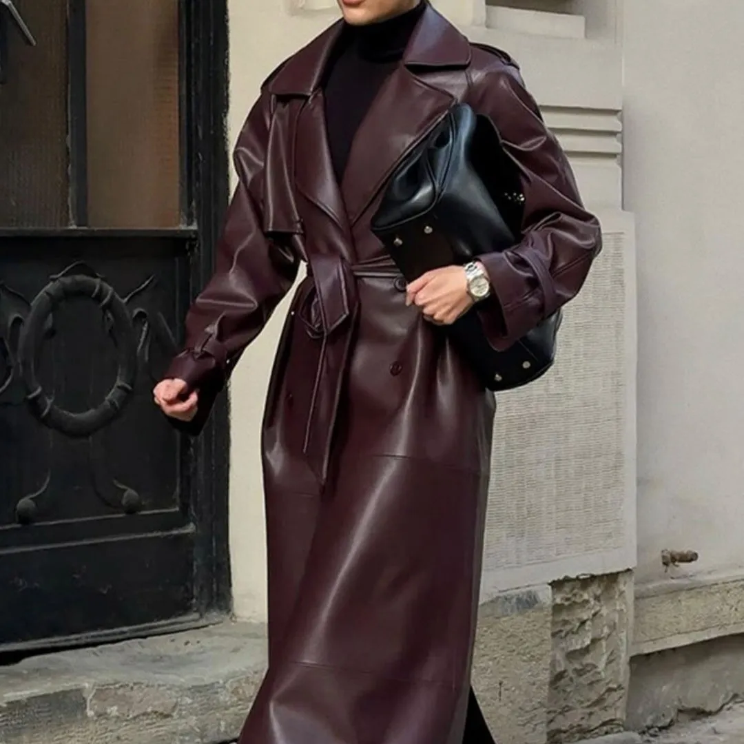 Long Leather Coat for Women