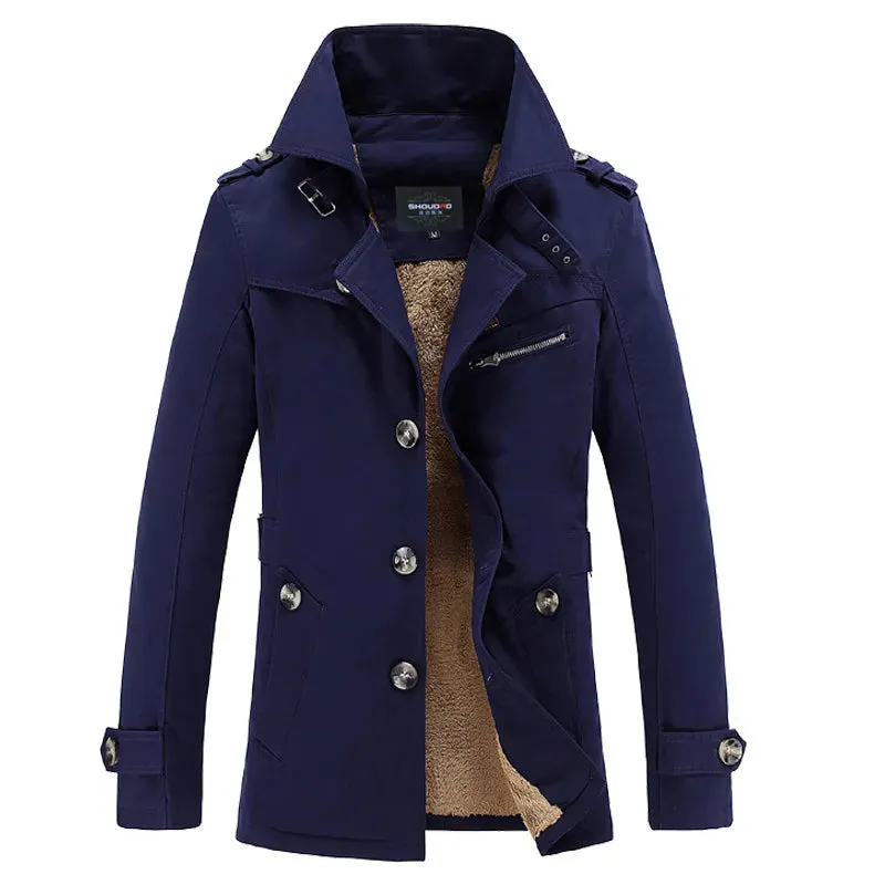 Men Winter Jackets Slim Fit Warm Trench Coats