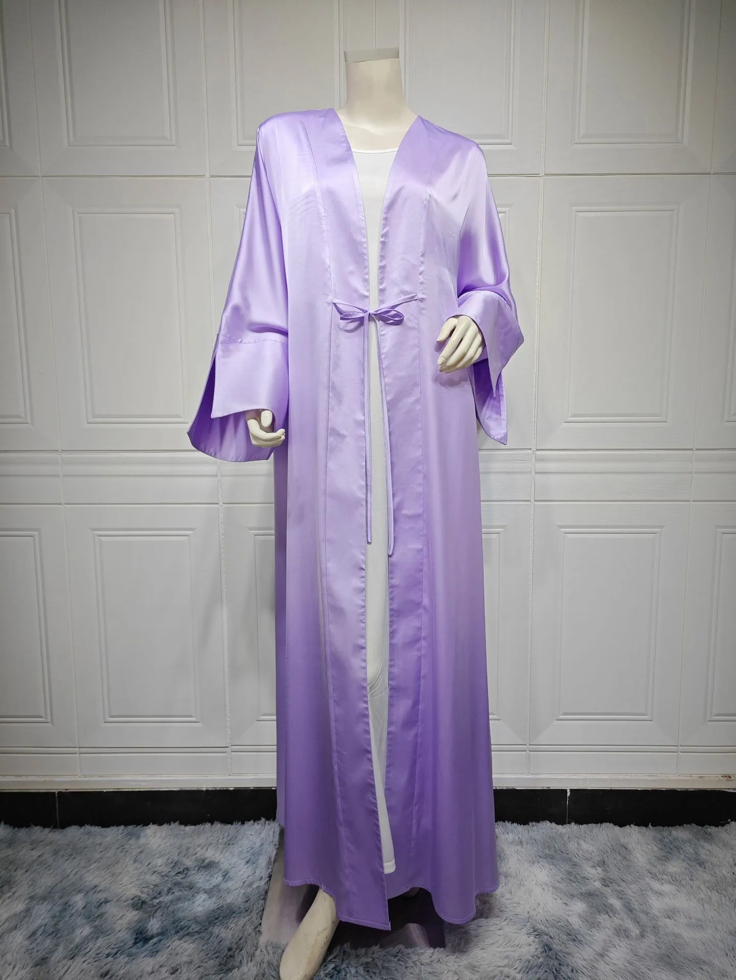 Middle East Muslim Robe Fashion Satin Soft Dress