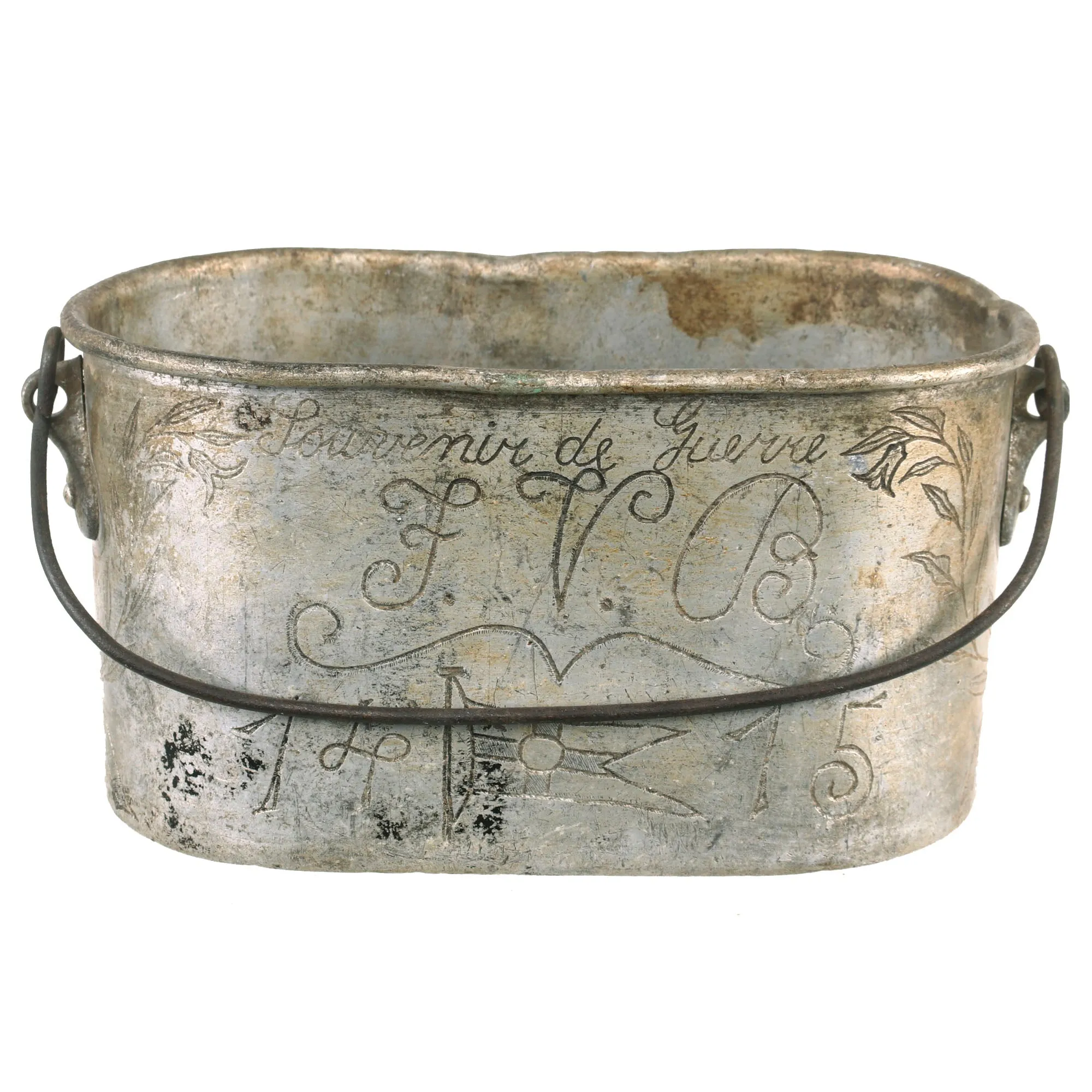 Original Belgian WWI Engraved Mess Kit Trench Art Dated 1914 - Featured In The Book “Trench Art, An Illustrated History” by Jane Kimball on Page 224