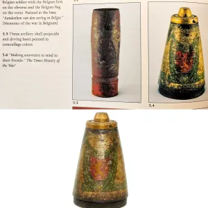 Original Belgian WWI Inert 75mm Fuse Painted Trench Art As Featured In The Book “Trench Art, An Illustrated History” by Jane Kimball on Page 164