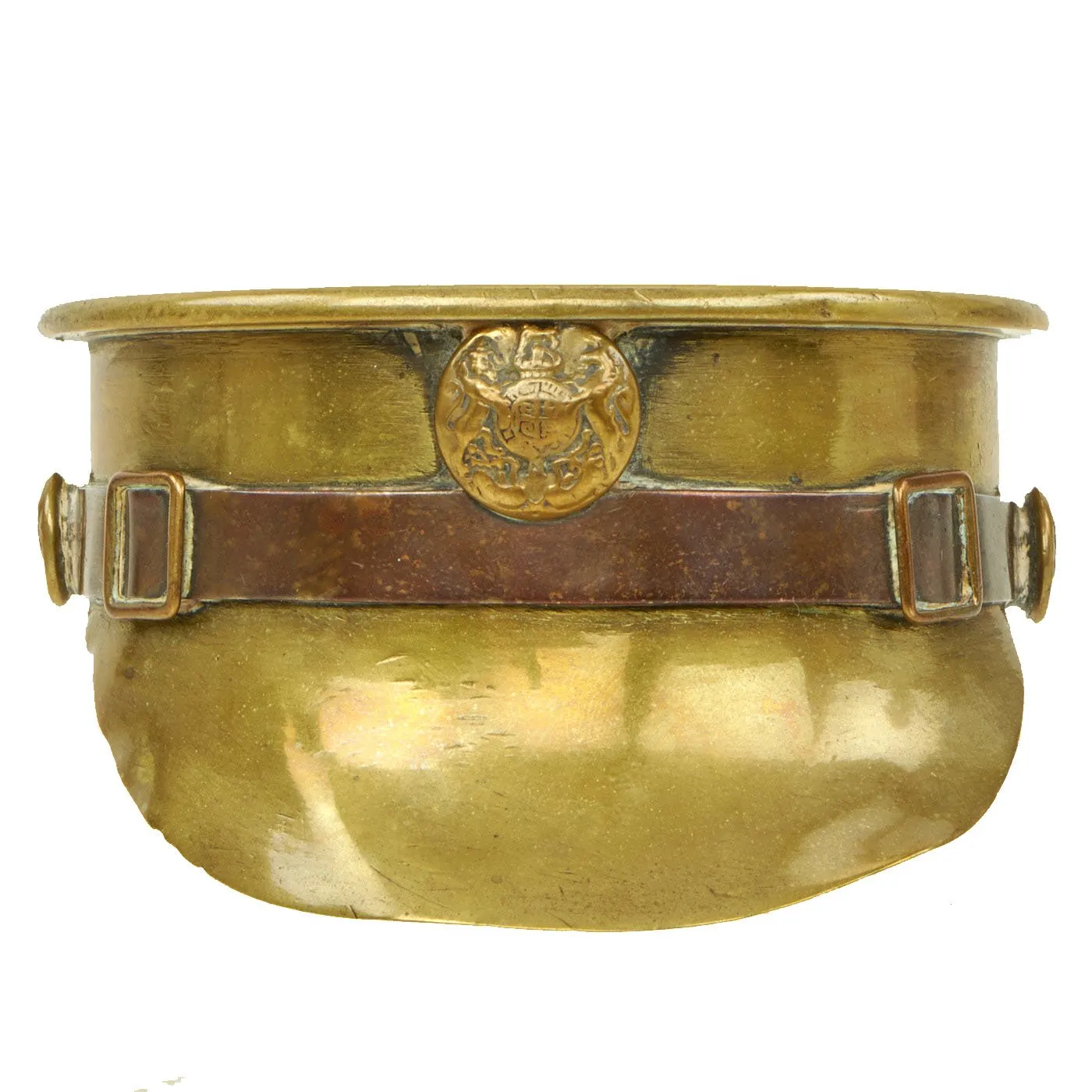 Original British WWI Trench Art Artillery Shell Brass & Copper Miniature Officer's Visor Cap