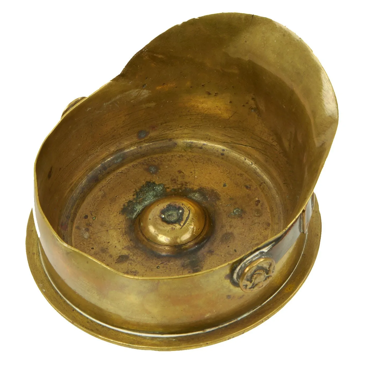 Original British WWI Trench Art Artillery Shell Brass & Copper Miniature Officer's Visor Cap