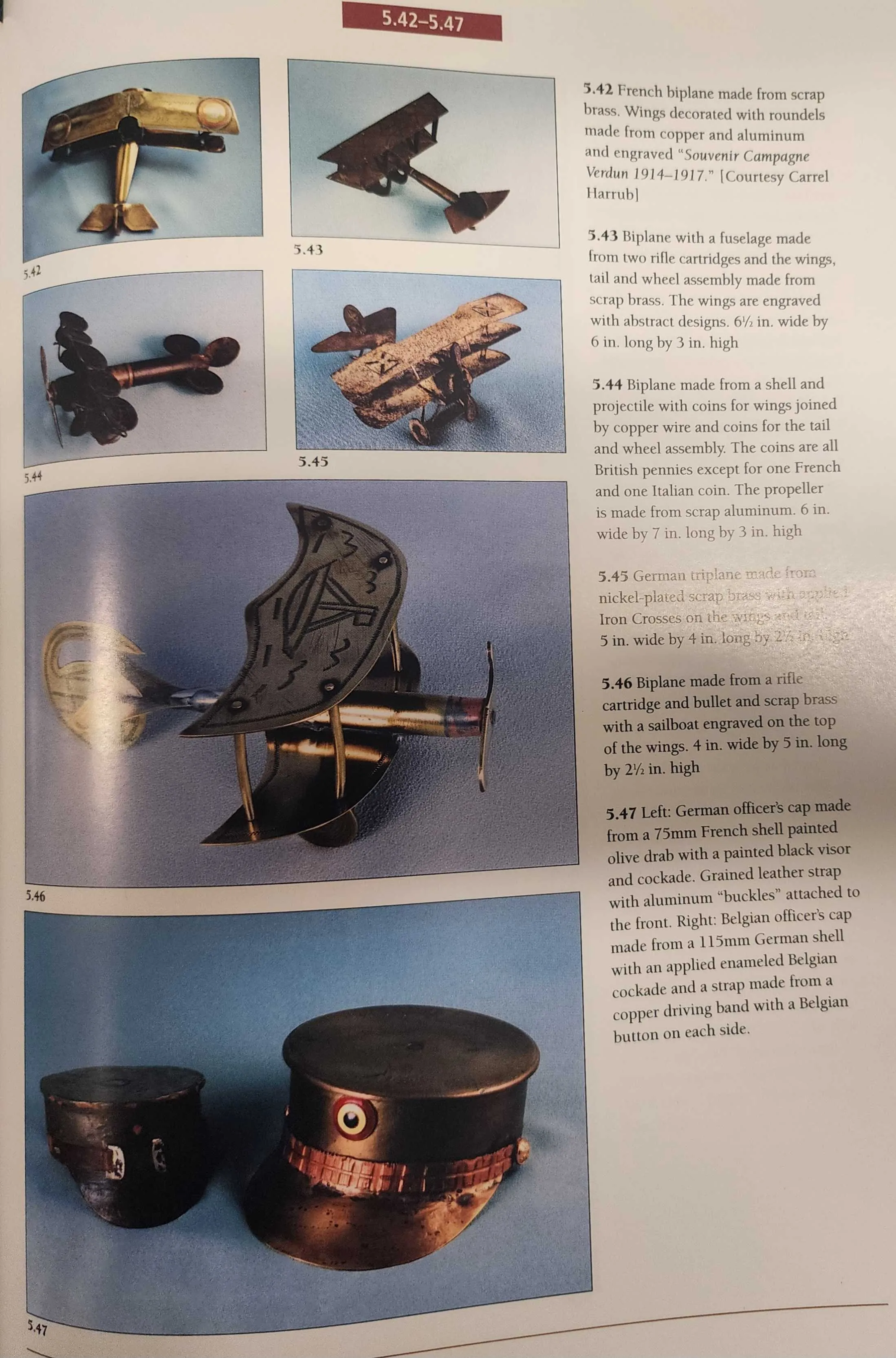 Original British WWI Trench Art Biplane Constructed From Coins and Inert Large Caliber Round As Featured In The Book “Trench Art, An Illustrated History” by Jane Kimball on Page 171