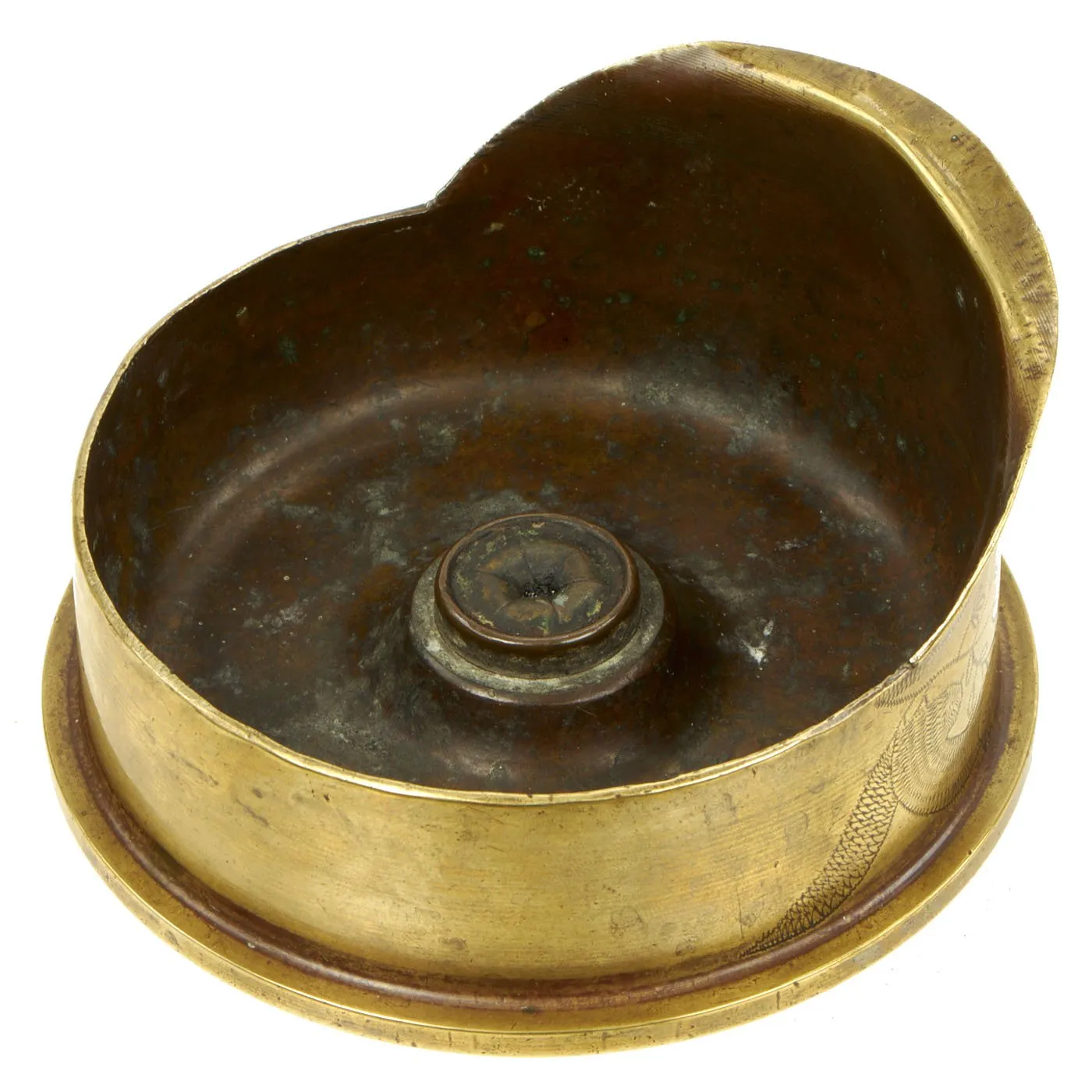 Original British WWI Trench Art Brass 4.5 inch Artillery Shell Model Officer's Visor Cap - dated 1916