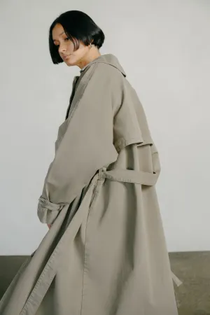 Oversized Trench, Organic Twill, Olive Khaki