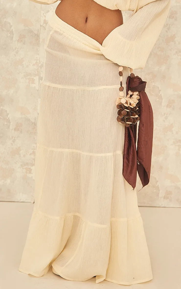 Pastel Yellow Cheesecloth Floaty Tiered Maxi Skirt