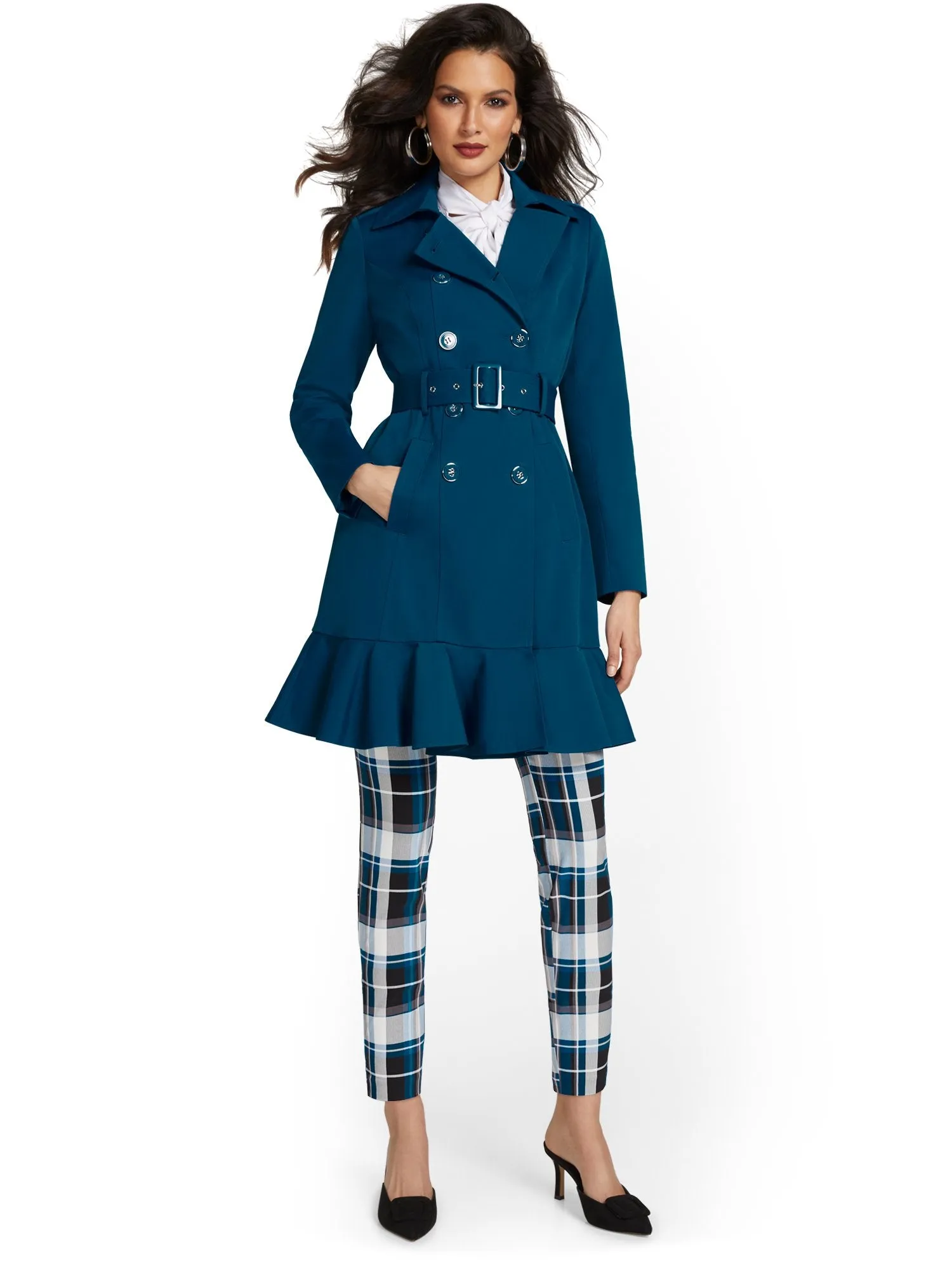 Peplum Belted Trenchcoat - City Trench Collection