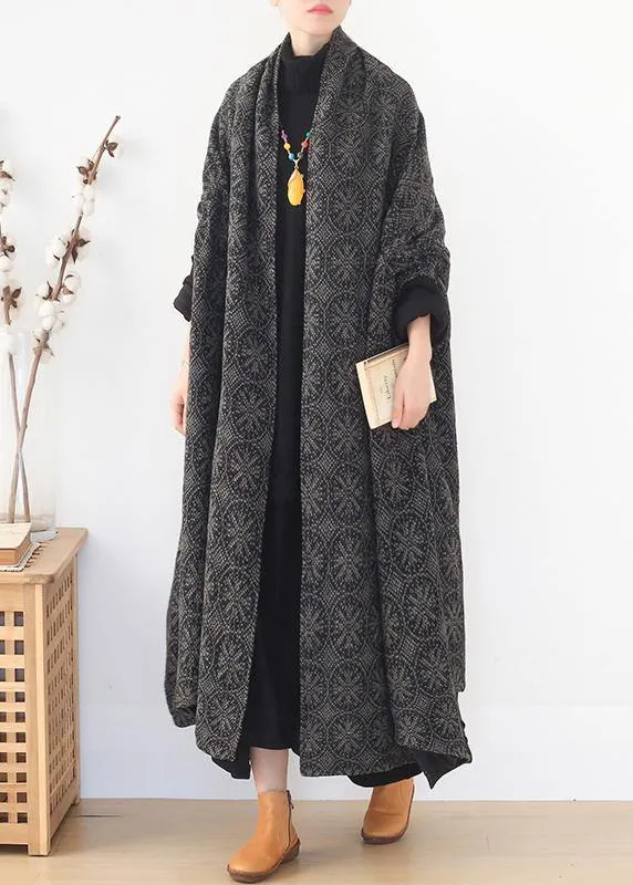 plus size Jackets & Coats cloak coatgrayv neck woolen outwear