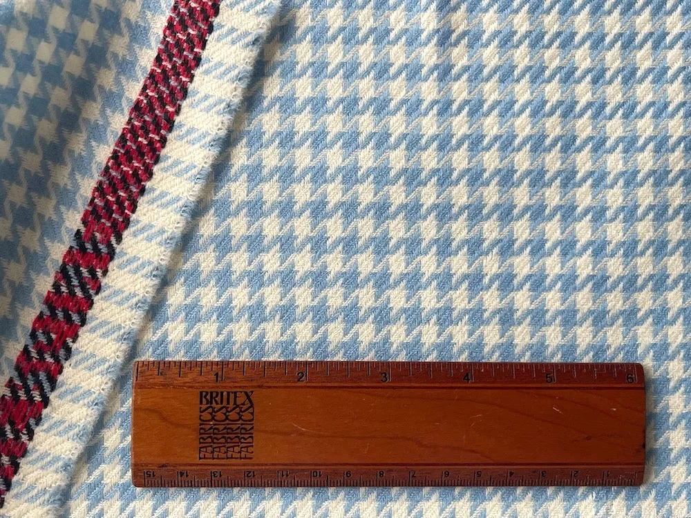 Powder Blue & White Hounds-Tooth Virgin Wool Twill (Made in Italy)