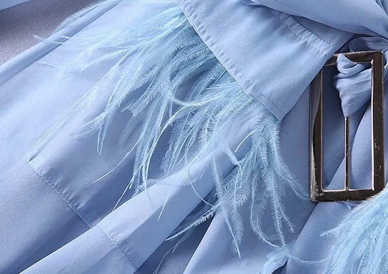 Pre Order:  Blue Transparent Trench Dress