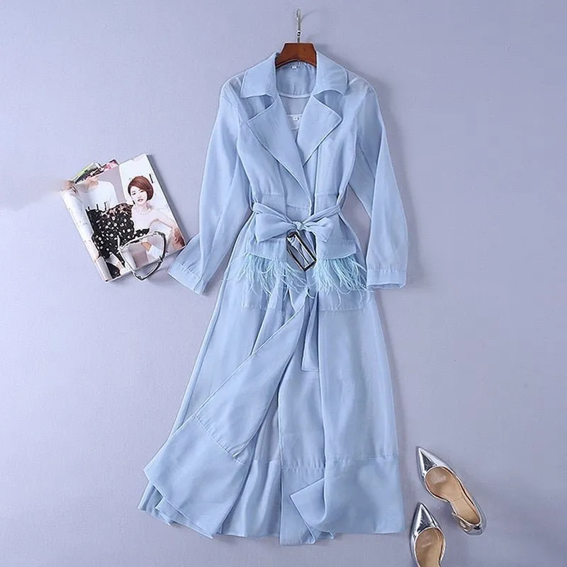 Pre Order:  Blue Transparent Trench Dress