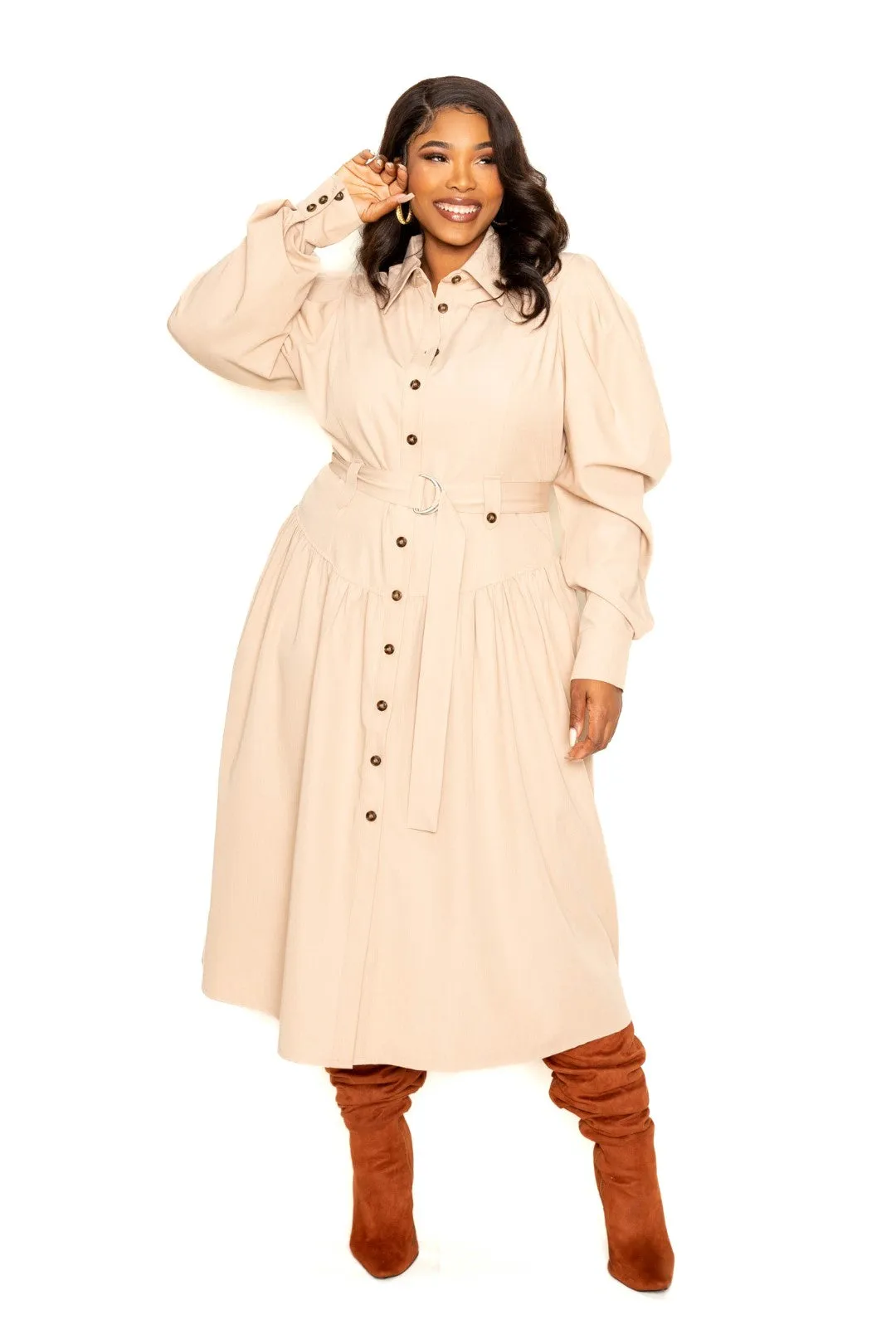 Puff Sleeve Trench Jacket Dress