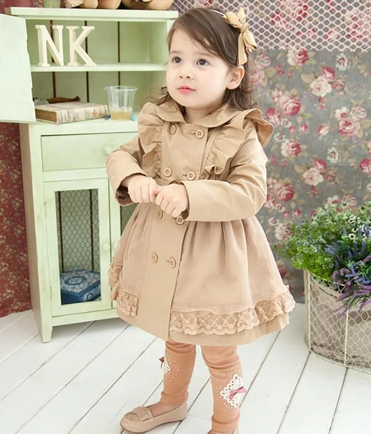 Ruffled Trench Coats For Girls