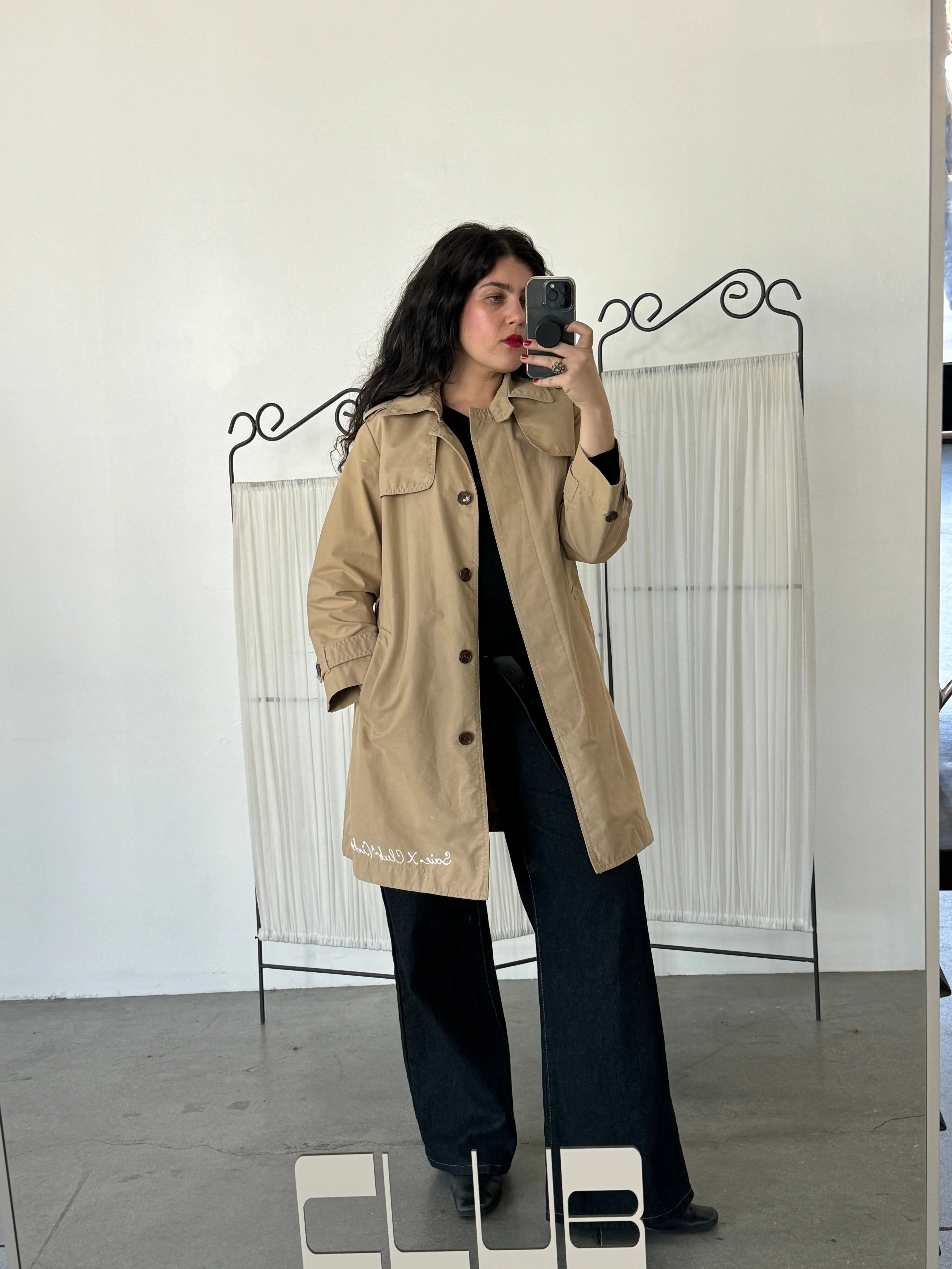 Saie Short Cotton/Nylon Khaki Trench