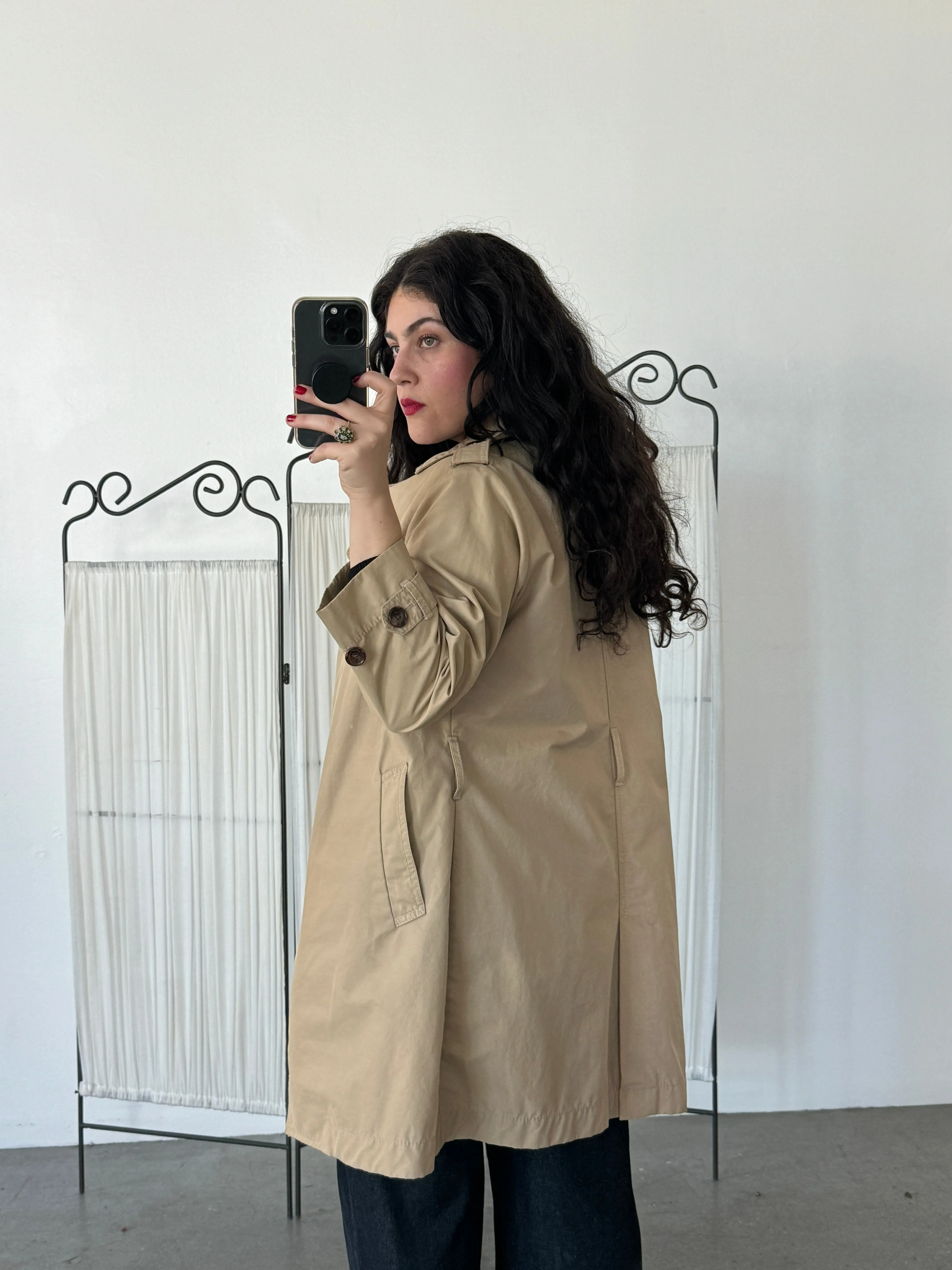 Saie Short Cotton/Nylon Khaki Trench