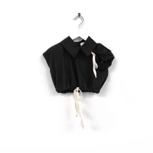 shirt s/s cropped with tunnel trench detail - black