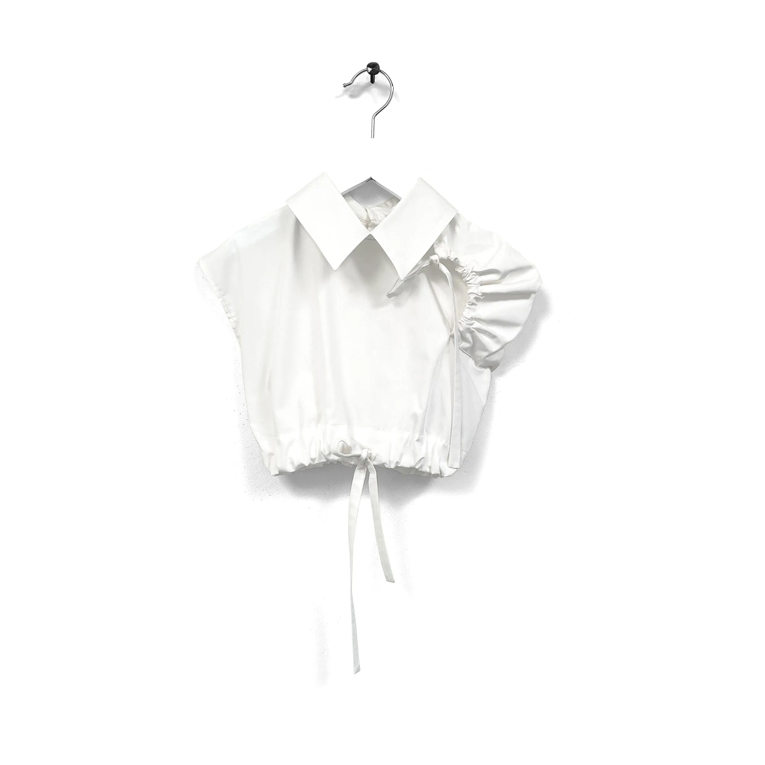 shirt s/s cropped with tunnel trench detail - white