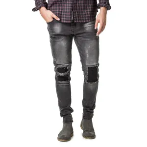 Trench Biker Skinny Jeans - Mid Black