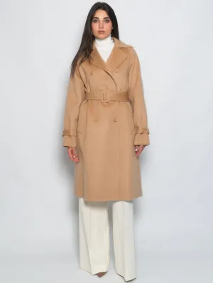 Trench Doppiopetto in Lana Beige