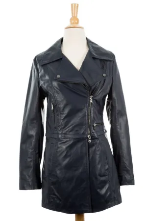 Vena Leather Convertible Trench/Biker Jacket