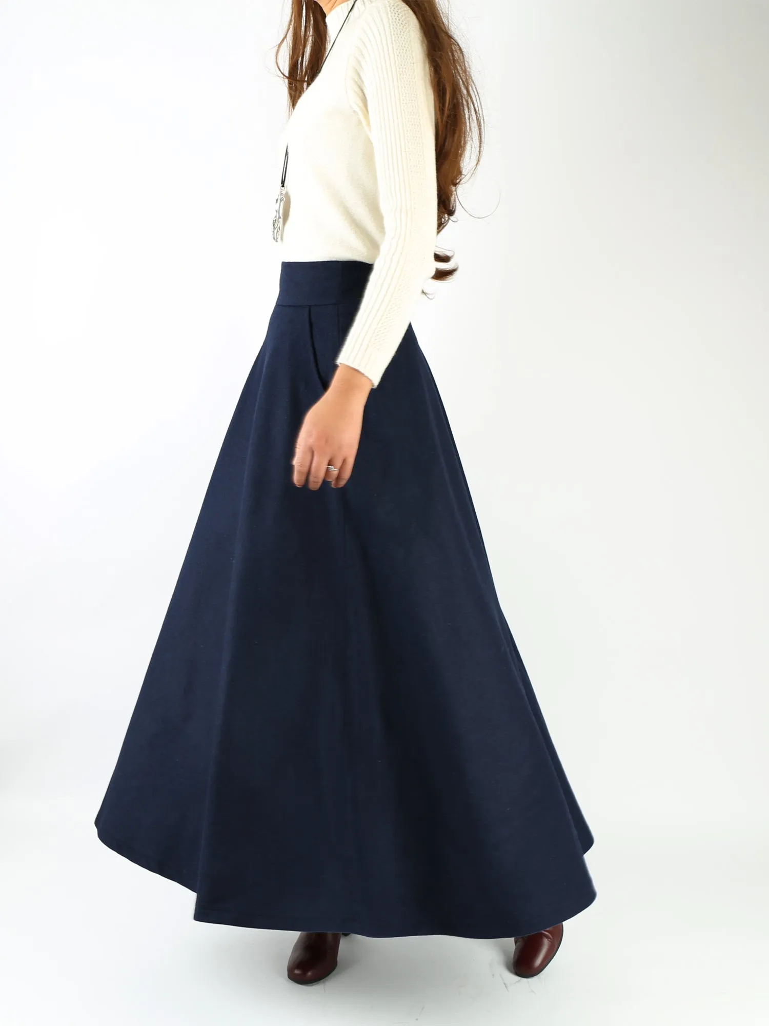 winter skirt/wool skirt/flared skirt/maxi skirt/ankle length skirt(Q1806)