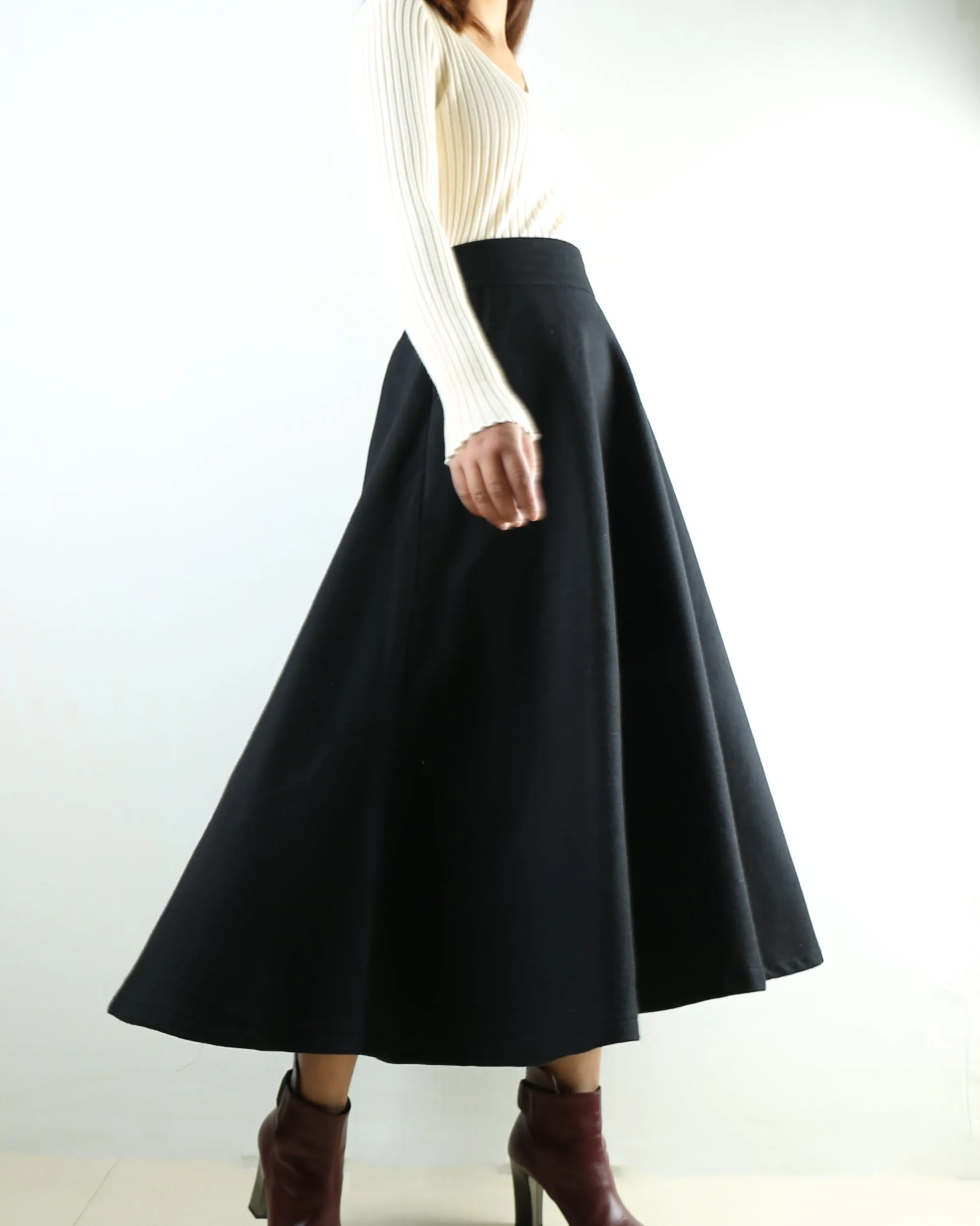 winter skirt/wool skirt/flared skirt/maxi skirt/ankle length skirt(Q1806)